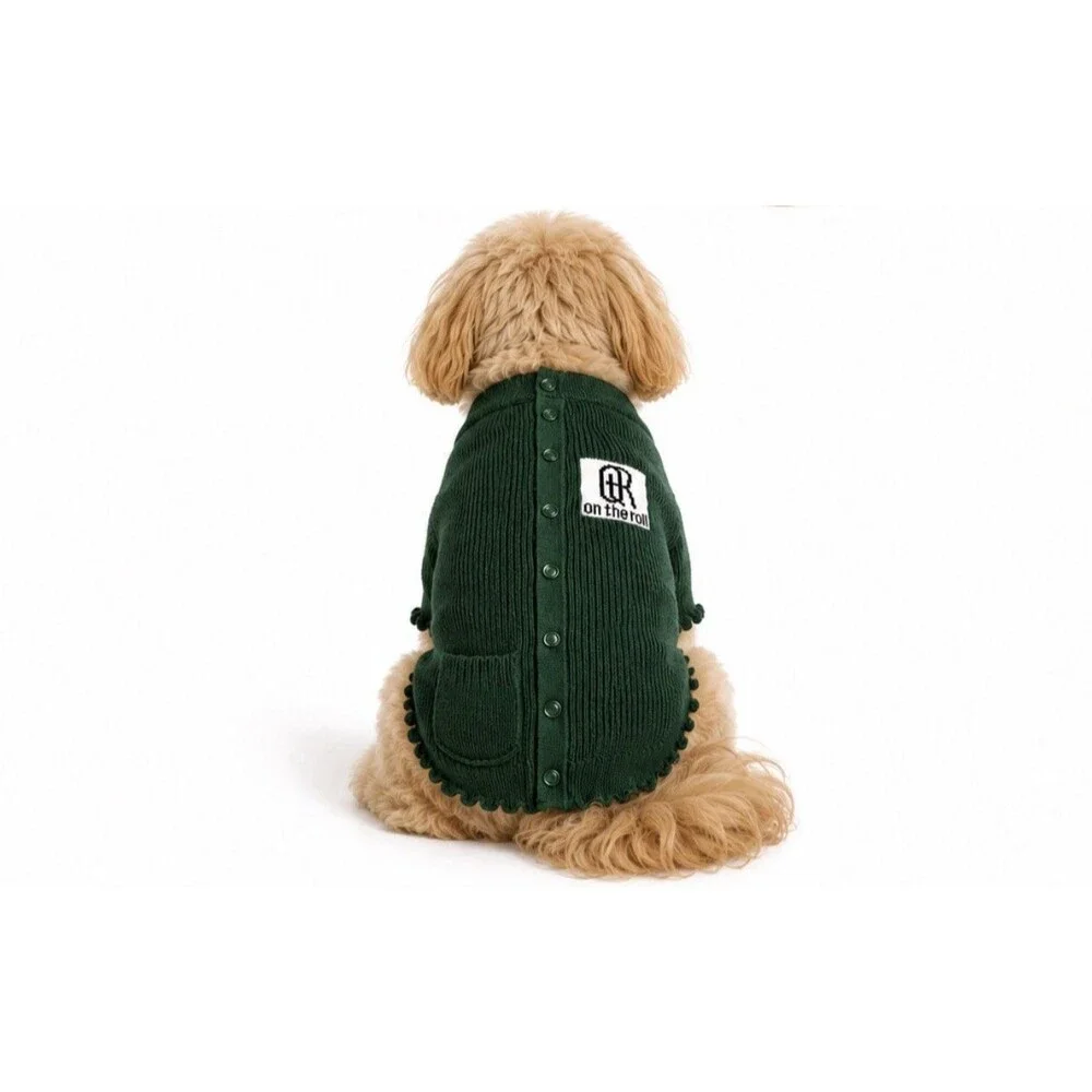 On the Roll Green Acrylic XL Dog Sweater Warm Winter Apparel